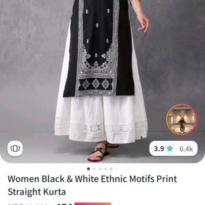 Black Printed Kurti(Women)