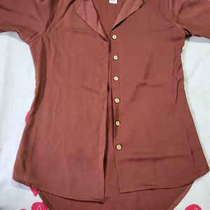 Korean Coffee Color Shirt And Top