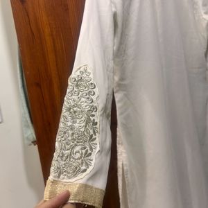 Cream Embroided kurti