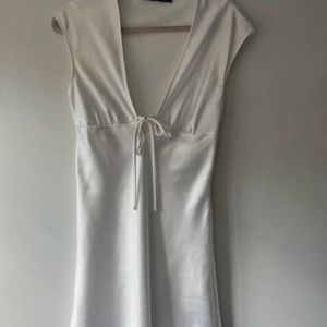 Zara White Satin Dress