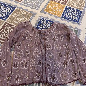 Lavender Saree With Blouse N Jacket