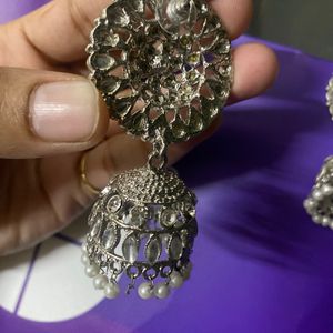 Silver Jhumka Earrings