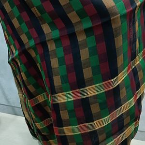 Black Checked Saree With Tissue Border