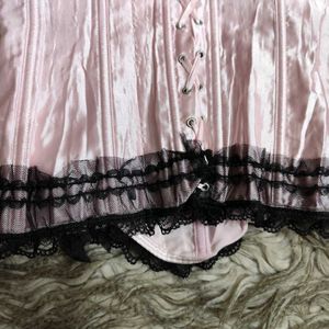 Pink Dark Coquette Lace Detail Corset