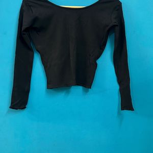 V Neck Black Crop Top