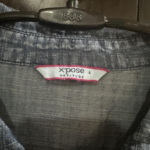 Xpose Denim Shirt Style Top