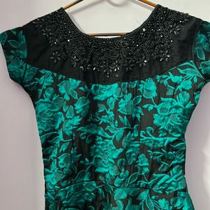 Black Frock With Shades Of Teal Green