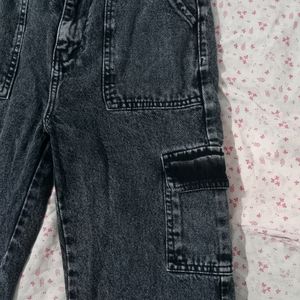 Charcoal Cargo Denim, Length:39 Inches