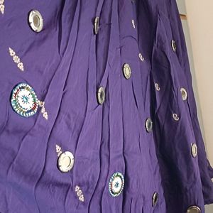 Purple Mirror Chaniyacholi With Western Blouse