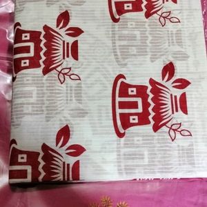 Puja Red And White Cotton Print Saree