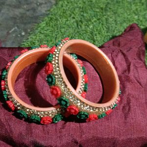 Beautiful Red Green Bangles For Women