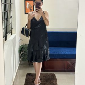 Satin Black Dress Size M To L