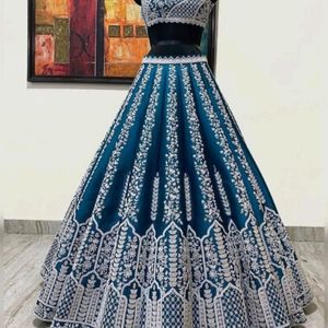 Designer Unstitched Lehenga Blouse Dupatta Set