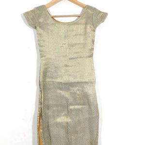 Gold Brocade Round Neck  Kurta (Women's)