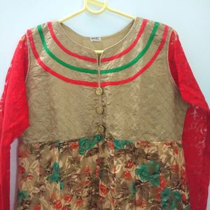 Multicolour Anarkali Pattern Kurti/Ethnic Gown