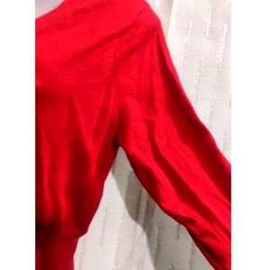 Red Crop Cardigan Sweater for Women's