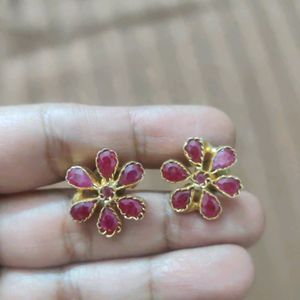 Gold Polished Ruby Studs