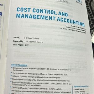 CCMA- Cost Control And Management Accounting