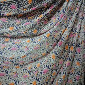 Floral Blue Easy To Wear Saree|New With Blouse