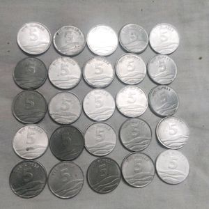 Rare 5 rupee Coins 25 Pcs