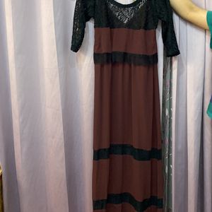 New Lacy Burgundy Maxi Dress Women