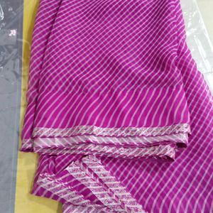 Chiffon Pink Laheriya Saree