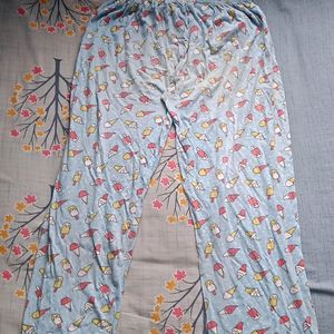 Blue Graphic Printed Icecream Trousers For Girls