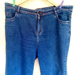 Korean Baggy Denim Blue Straight Fit Jeans (Women)