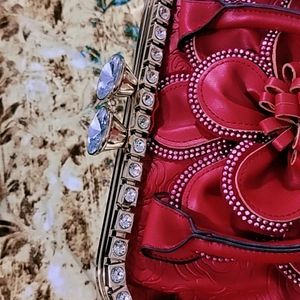 Red Wedding Handbags With Golden Chain