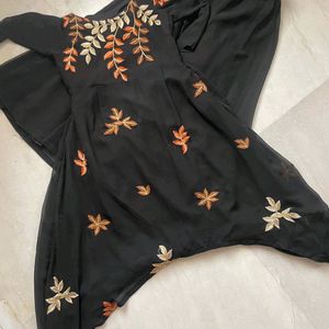 Black Embroided Kurti Lehnga Set