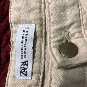 Zara High Waist Wide Leg Beige Denims