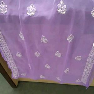 Levender Purple Chikan Mirror Kurti Set