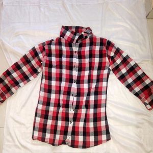 Red Black And White Checks Formal Top