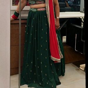 Green Crop Top And Lehenga💚