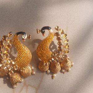 Gold Peacock Ethnic Earrrings