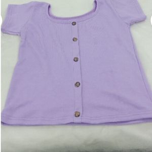 Stylish Front Button Top - Lavender