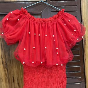 Off Shoulder Red Cute Top