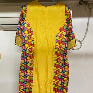 Yellow Color Raw Silk Kurti