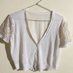 A White Colour Shrug Top For Women