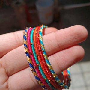 Multi Colour Bangels With Thread Work