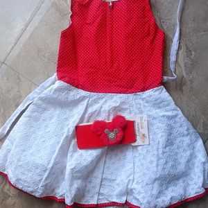 New Cotton Frock With Hairband