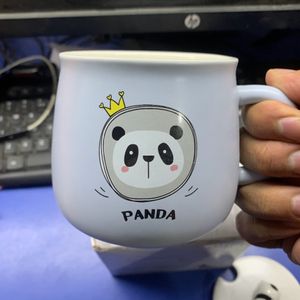 Ceramic Panda Mug & Lid And Stainless Steel Spoon