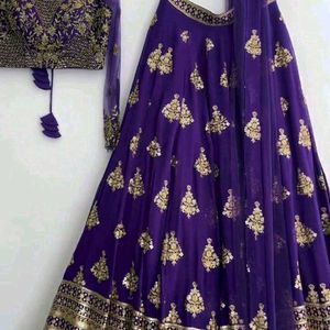 Embroidery Sequence Work Lahanga Choli+Free Gift