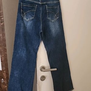 High Waist Flared Blue Denim