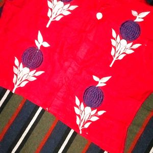 A-line Pattern Kurta With Kabjee/ Short Shurg