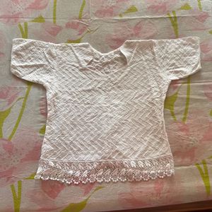 White Chicken Material Cotton Top For Women