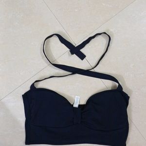 Black Tie Up Bikini Kum Top