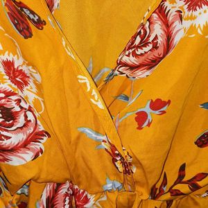 Floral Printed Mustard Colour Top