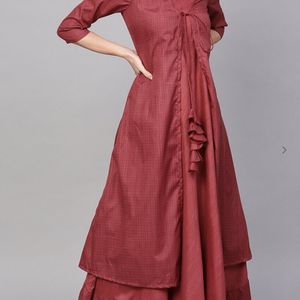 Aks Checked Gown Dress