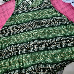 Anarkali Kurti Green